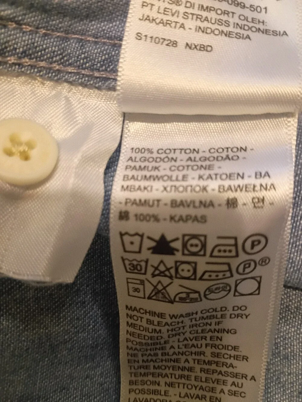 Levi's Men's Light Blue Denim Short Sleeve Shirt Sz XL